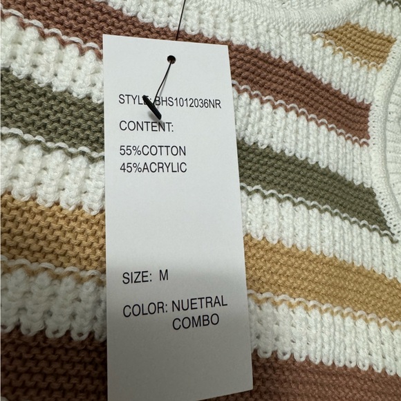Design 365 Neutral Striped Tank Top Size M - Picture 3 of 7